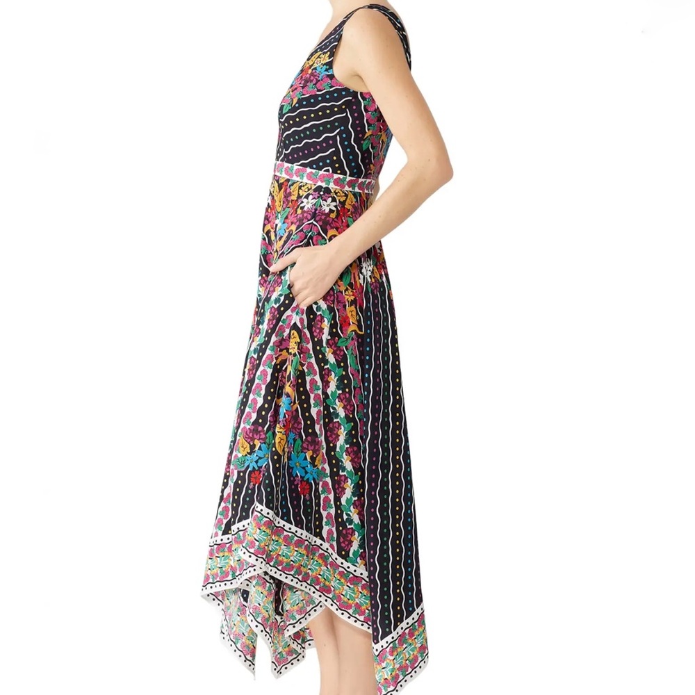 Saloni Zuri Printed Silk Crepe de Chine Midi Dress - Picture 2 of 16